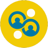 icon of infinity symbol with users in hooks